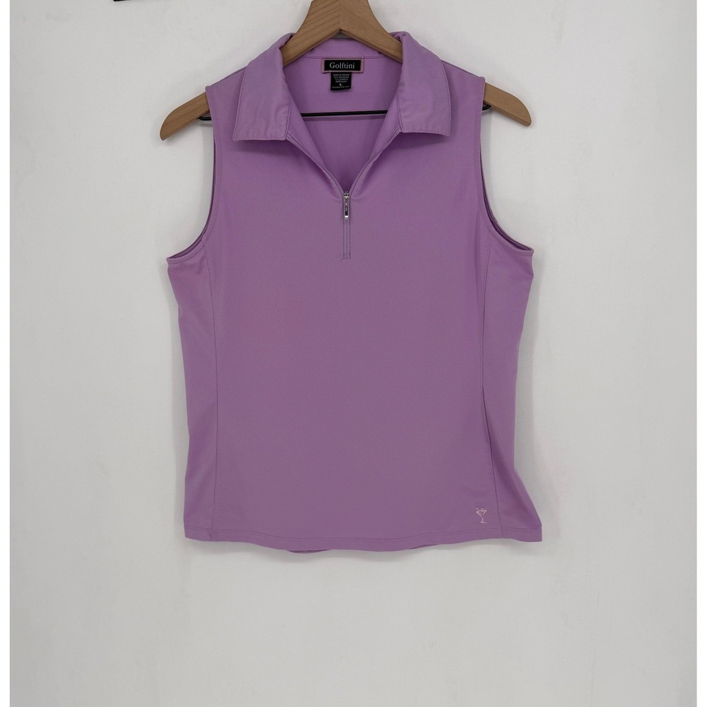 Golftini Sleeveless Polo Shirt Womens Large Purple Quarter Zip Performance Golf